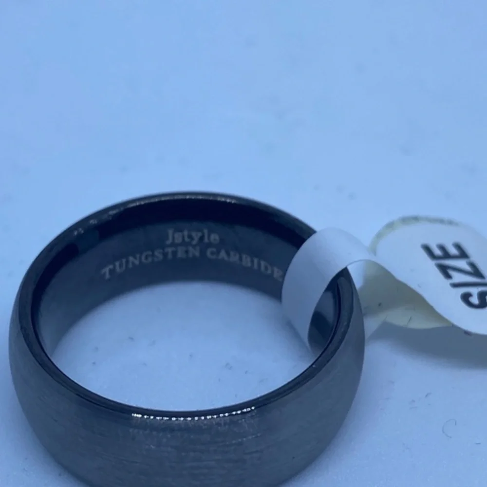 Tungsten‎ Carbide Wedding Band Men Size 8 Gray Black Ring 8mm Minimalist